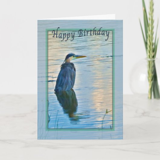 Carte d'anniversaire avec Grand Héron Bleu (Devant)