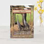 Carte d'anniversaire avec grues de sable (Fleur jaune)