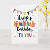 Carte d'anniversaire avec guirlande douce (Fleur jaune)