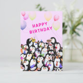 Carte d'anniversaire avec Happy Penguin Party (Debout devant)