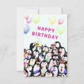 Carte d'anniversaire avec Happy Penguin Party (Dos)