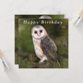 Carte d'anniversaire avec hibou (Devant/Arrière en situation)
