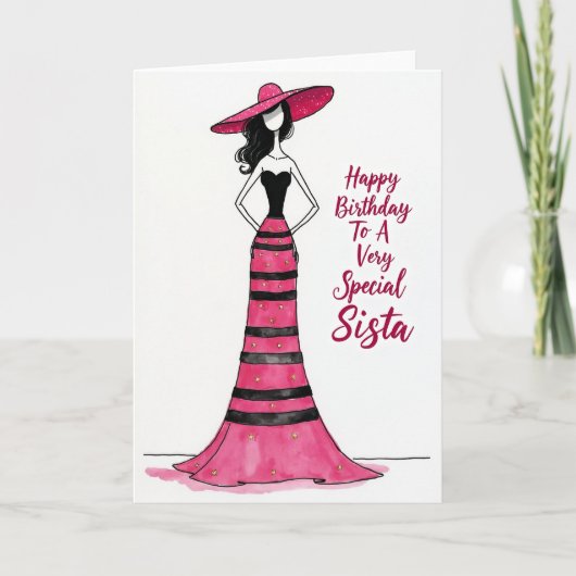 Carte d'anniversaire avec illustration chic (Devant)