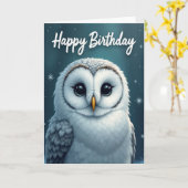 Carte d'anniversaire avec illustration de hibou (Fleur jaune)