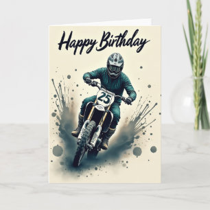 Carte d'anniversaire avec illustration de moto
