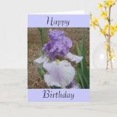 Carte d'anniversaire avec Iris dessus. (Fleur jaune)