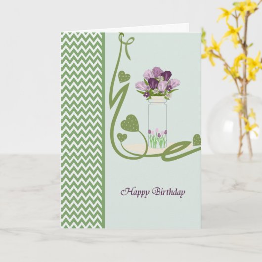 Carte d'anniversaire avec Jar et Tulips (Fleur jaune)