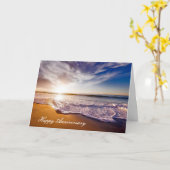 Carte d'anniversaire avec la belle plage Shoreline (Fleur jaune)