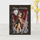 Carte d'anniversaire avec la fée gothique de (Fleur jaune)