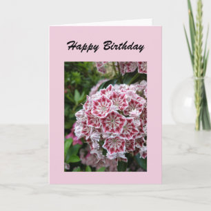 Carte d'anniversaire avec laurier de montagne rose