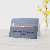 Carte d'anniversaire avec le bateau (Fleur jaune)