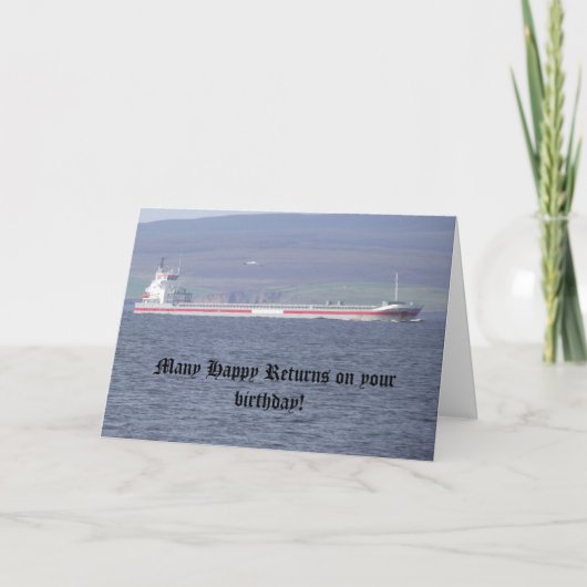 Carte d'anniversaire avec le bateau (Devant)