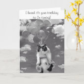 Carte d'anniversaire avec le chat de vol (Fleur jaune)