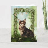 Carte d'anniversaire avec le chat mignon (Devant)