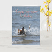 Carte d'anniversaire avec le chien - Yayy c'est (Fleur jaune)