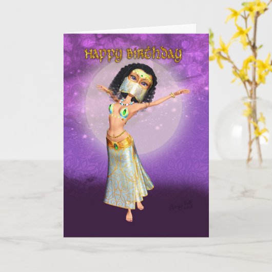 Carte d'anniversaire avec le danseur mignon de (Fleur jaune)