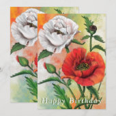 Carte d'anniversaire avec le rouge blanc (Devant / Derrière)