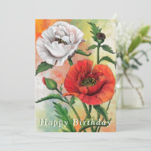 Carte d'anniversaire avec le rouge blanc