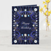 Carte d'anniversaire avec les masses des bijoux (Fleur jaune)