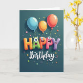 Carte d'anniversaire avec lettres joyeuses (Fleur jaune)