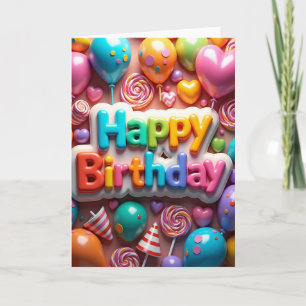 Carte d'anniversaire avec lettres pastel