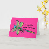 Carte d'anniversaire avec libellule (Fleur jaune)