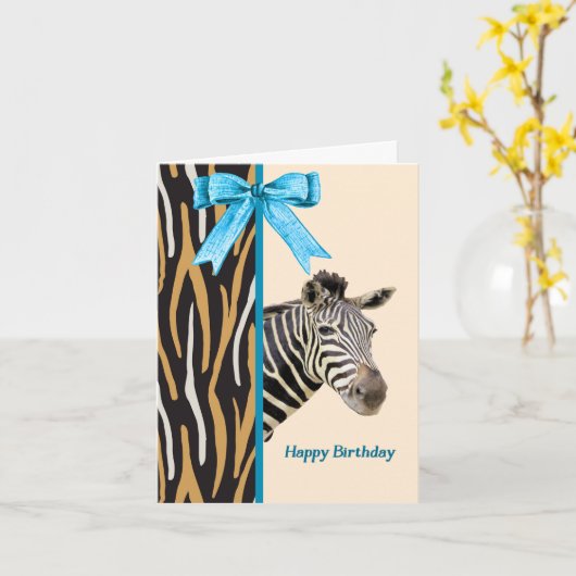 Carte d'anniversaire avec l'image de Zebra (Fleur jaune)
