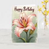 Carte d'anniversaire avec lys peint (Fleur jaune)