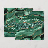 Carte d'anniversaire avec marbre vert agate doré (Devant / Derrière)