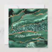Carte d'anniversaire avec marbre vert agate doré (Dos)