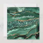 Carte d'anniversaire avec marbre vert agate doré (Devant)