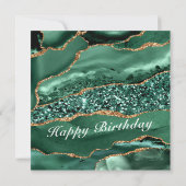 Carte d'anniversaire avec marbre vert émeraude or (Dos)