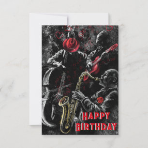 Carte d'anniversaire avec Musique de Jazz - Peintu