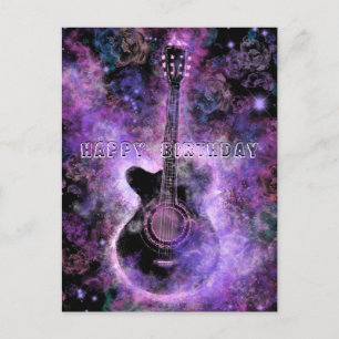 Carte d'anniversaire avec musique guitare romantiq