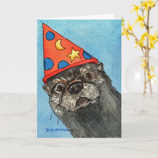 Carte d'anniversaire avec Otter (Fleur jaune)