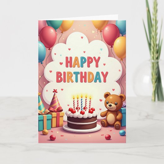 Carte d'anniversaire avec ours mignon (Devant)
