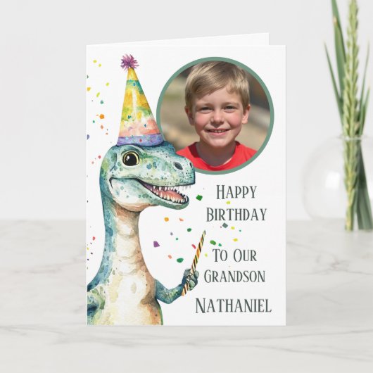 Carte d'anniversaire avec ouverture photo Dinosaur (Devant)