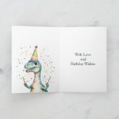 Carte d'anniversaire avec ouverture photo Dinosaur (Intérieur)
