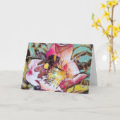 Carte d'anniversaire avec peinture à l'huile de bo (Fleur jaune)