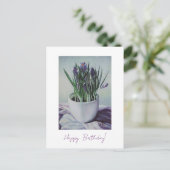 Carte d'anniversaire avec peinture de fleurs viole (Debout devant)