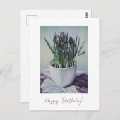 Carte d'anniversaire avec peinture de fleurs viole (Devant / Derrière)