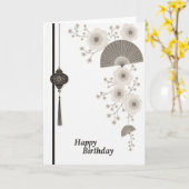 Carte d'anniversaire avec pendentif orné (Fleur jaune)