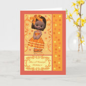 Carte d'anniversaire avec petit Africain Américain (Fleur jaune)