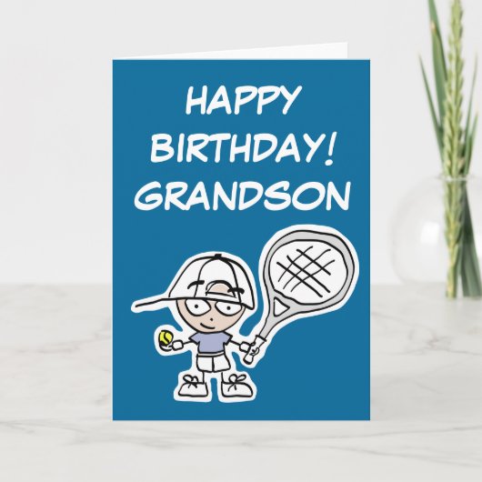 Carte d'anniversaire avec petit garçon de tennis (Devant)