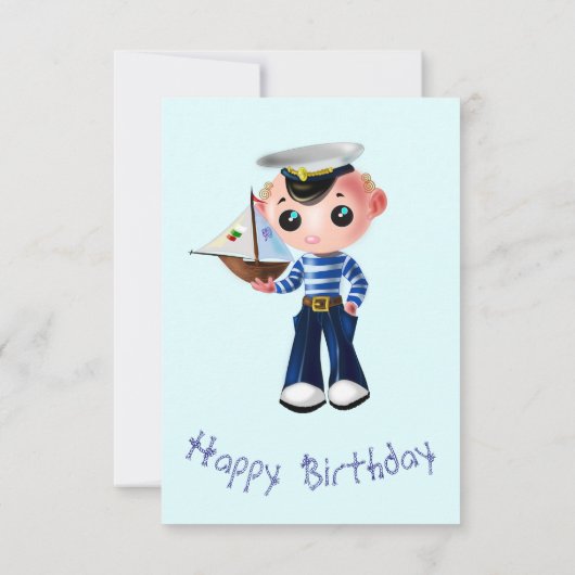 Carte d'anniversaire avec petit marin (Dos)