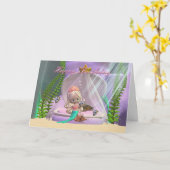 Carte d'anniversaire avec petite sirène et amis po (Fleur jaune)