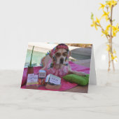 Carte d'anniversaire avec photo de chien (Fleur jaune)