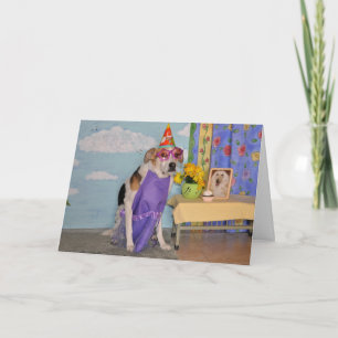 Carte d'anniversaire avec photo de chien habillé