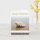 Carte d'anniversaire avec photo de coquillage conq (Fleur jaune)
