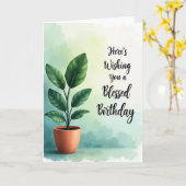 Carte d'anniversaire avec plante en pot (Fleur jaune)